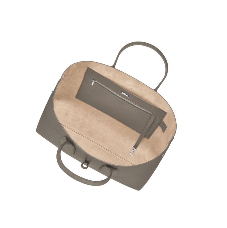Bolsas De Mano Longchamp Roseau L Mujer Gris | ES-EJSV062