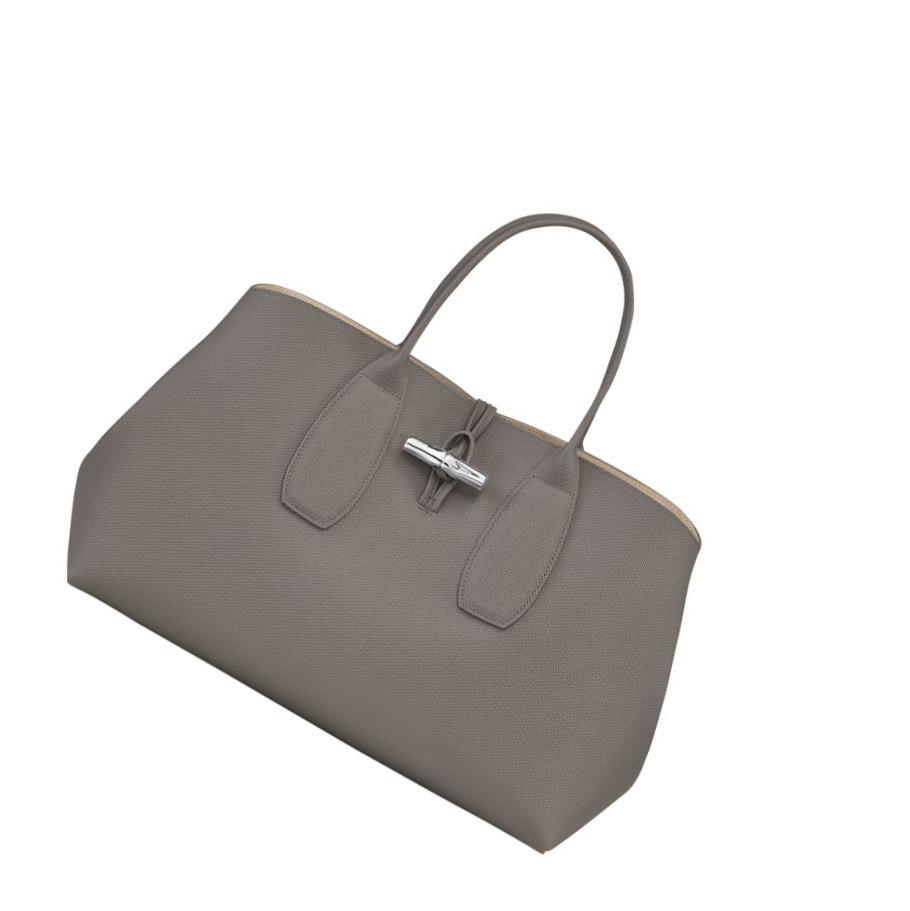 Bolsas De Mano Longchamp Roseau L Mujer Gris | ES-EJSV062