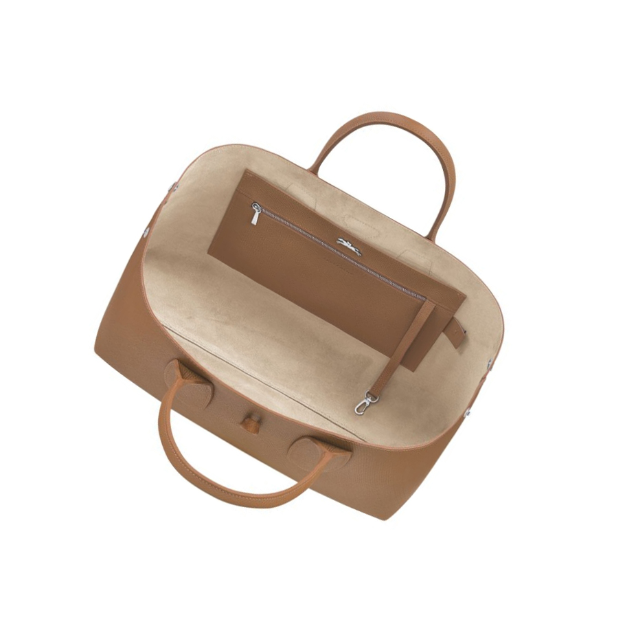 Bolsas De Mano Longchamp Roseau L Mujer Beige | ES-HWSM819