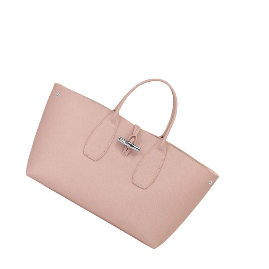 Bolsas De Mano Longchamp Roseau L Mujer Rosas Claro | ES-NZRY947