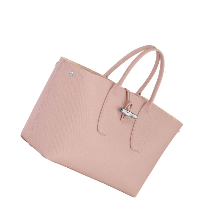 Bolsas De Mano Longchamp Roseau L Mujer Rosas Claro | ES-NZRY947