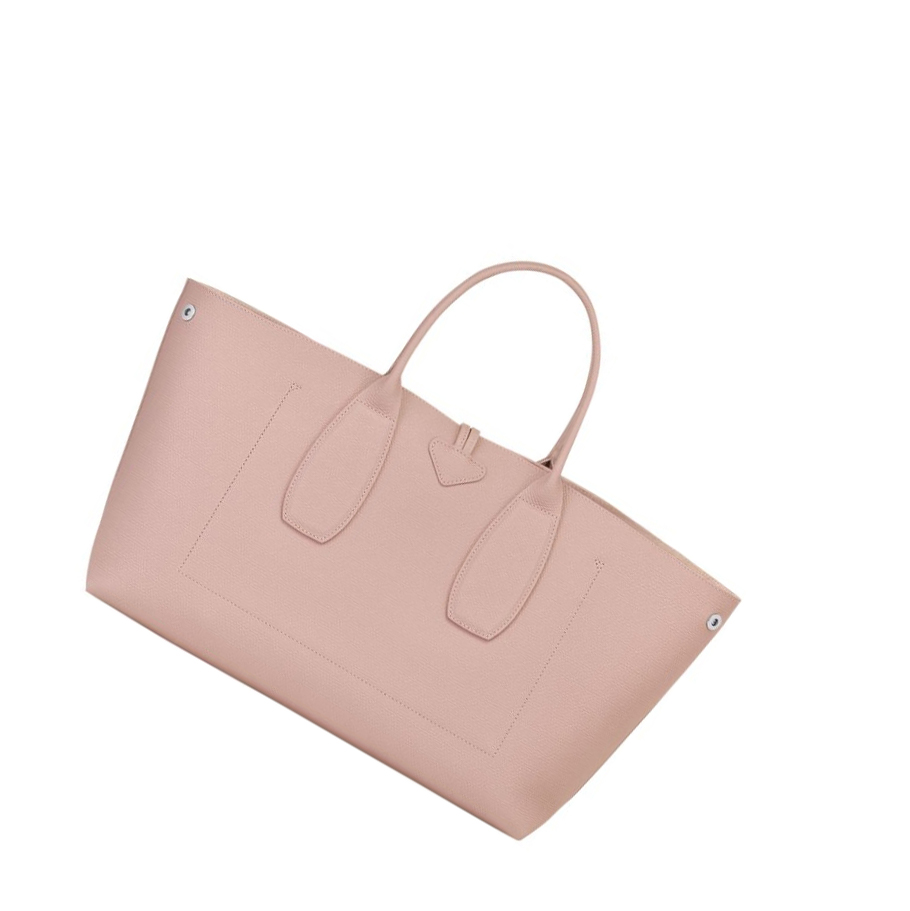 Bolsas De Mano Longchamp Roseau L Mujer Rosas Claro | ES-NZRY947