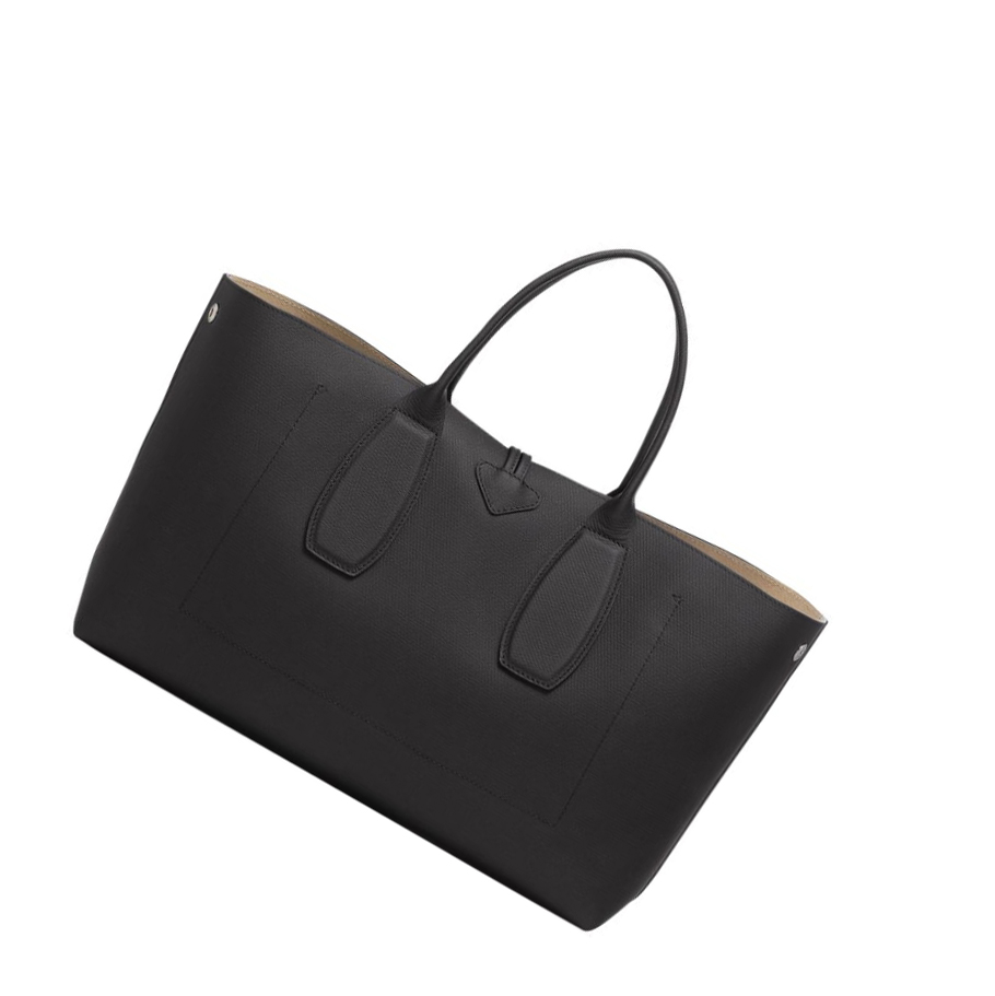 Bolsas De Mano Longchamp Roseau L Mujer Negras | ES-ZSDK143