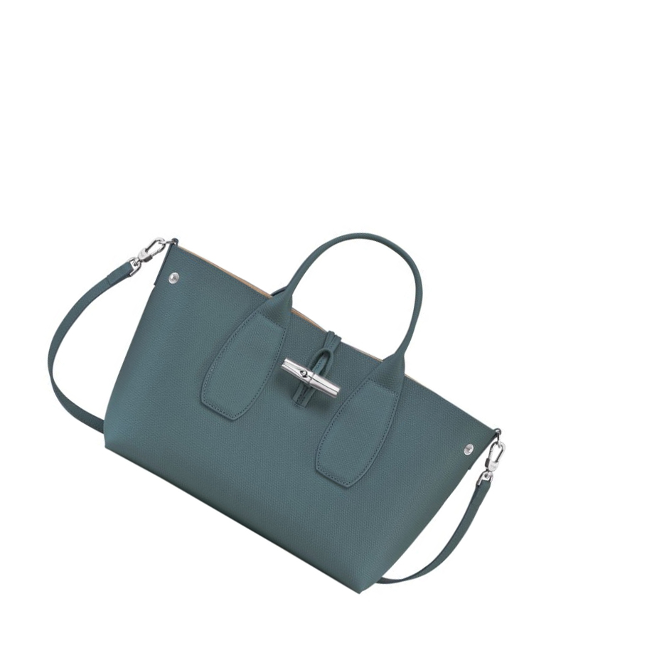 Bolsas De Mano Longchamp Roseau M Mujer Azules | ES-CXIA042