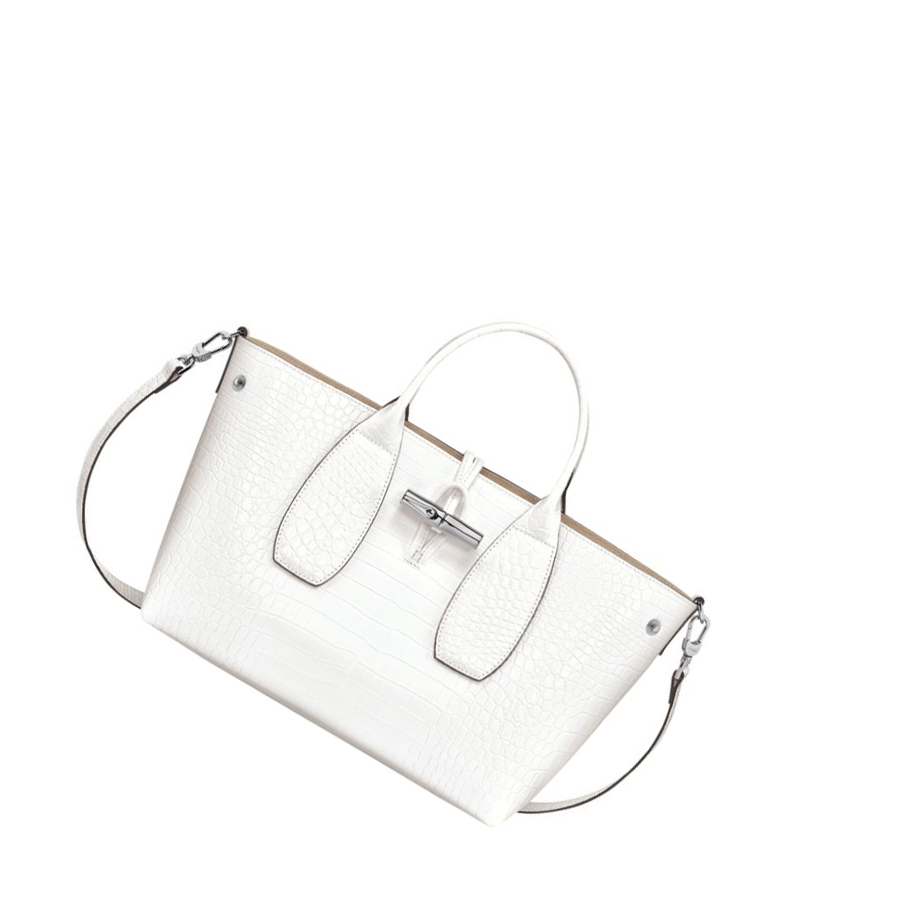 Bolsas De Mano Longchamp Roseau M Mujer Blancas | ES-DSNY356