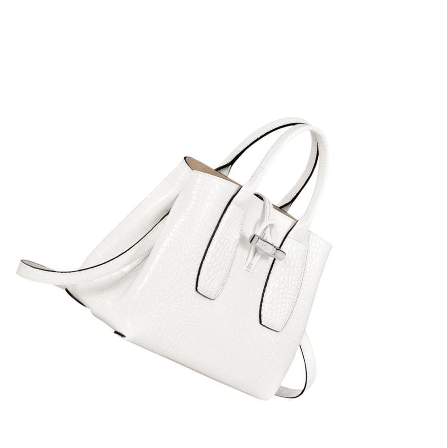 Bolsas De Mano Longchamp Roseau M Mujer Blancas | ES-DSNY356
