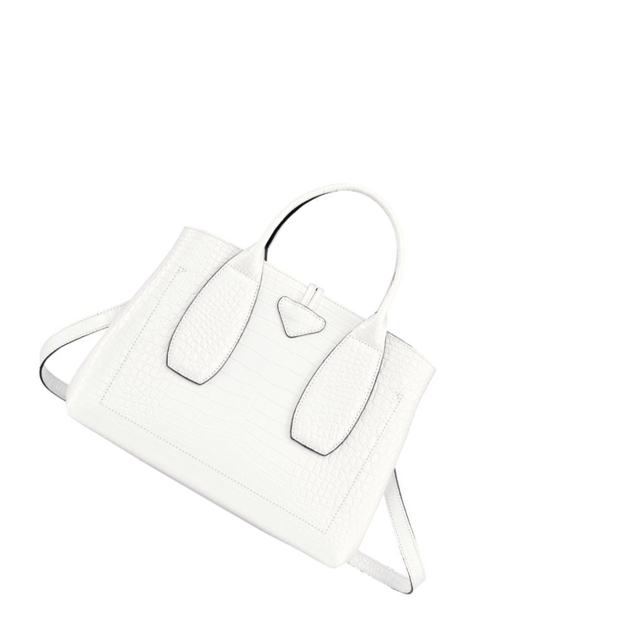 Bolsas De Mano Longchamp Roseau M Mujer Blancas | ES-DSNY356