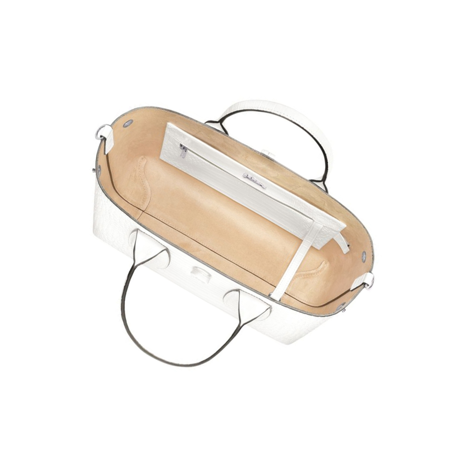 Bolsas De Mano Longchamp Roseau M Mujer Blancas | ES-DSNY356
