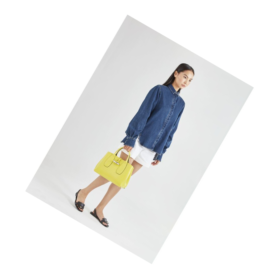 Bolsas De Mano Longchamp Roseau M Mujer Amarillo | ES-FVAU298