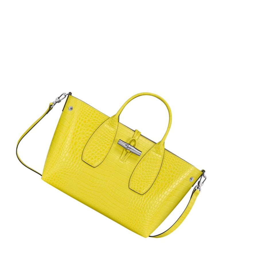 Bolsas De Mano Longchamp Roseau M Mujer Amarillo | ES-FVAU298