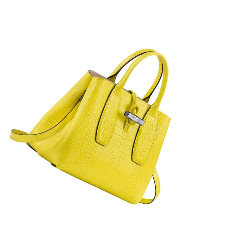 Bolsas De Mano Longchamp Roseau M Mujer Amarillo | ES-FVAU298