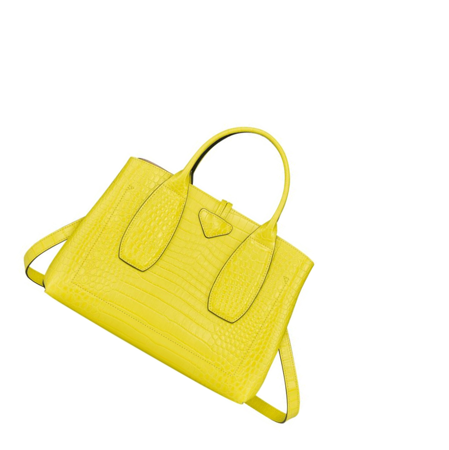 Bolsas De Mano Longchamp Roseau M Mujer Amarillo | ES-FVAU298