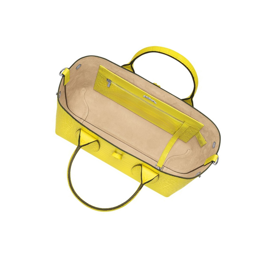 Bolsas De Mano Longchamp Roseau M Mujer Amarillo | ES-FVAU298