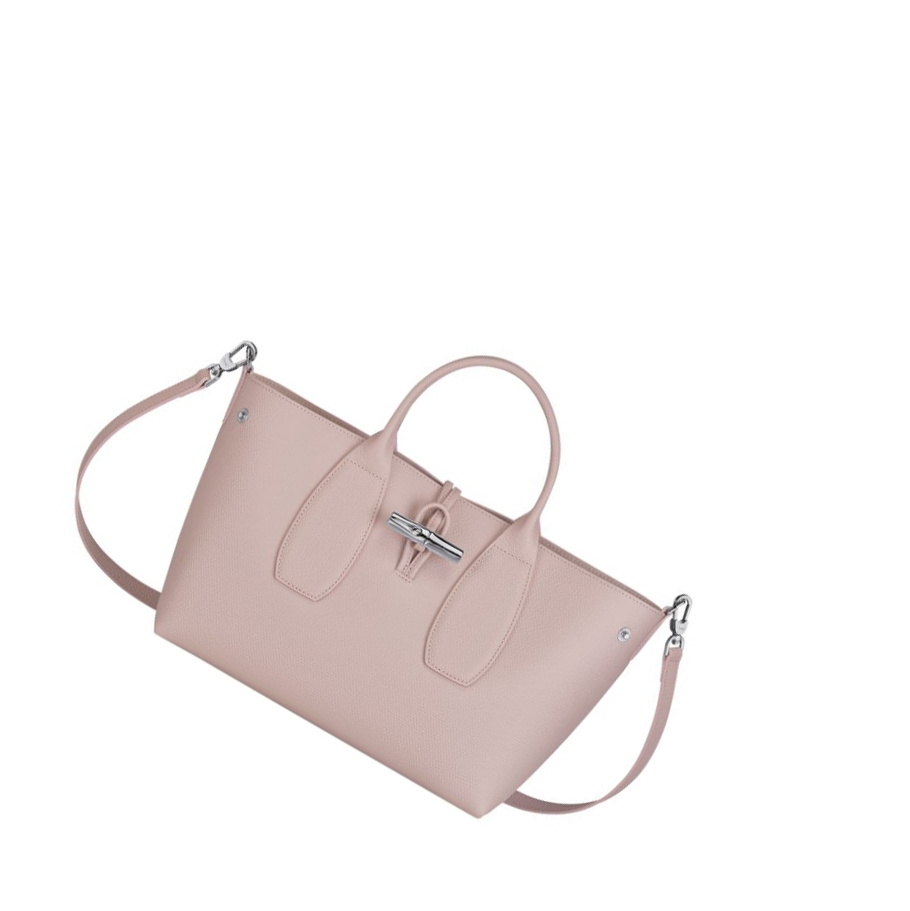 Bolsas De Mano Longchamp Roseau M Mujer Rosas Claro | ES-OJRA213