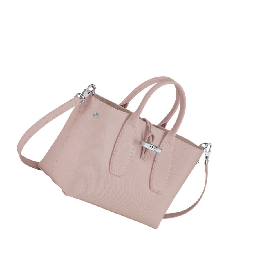 Bolsas De Mano Longchamp Roseau M Mujer Rosas Claro | ES-OJRA213