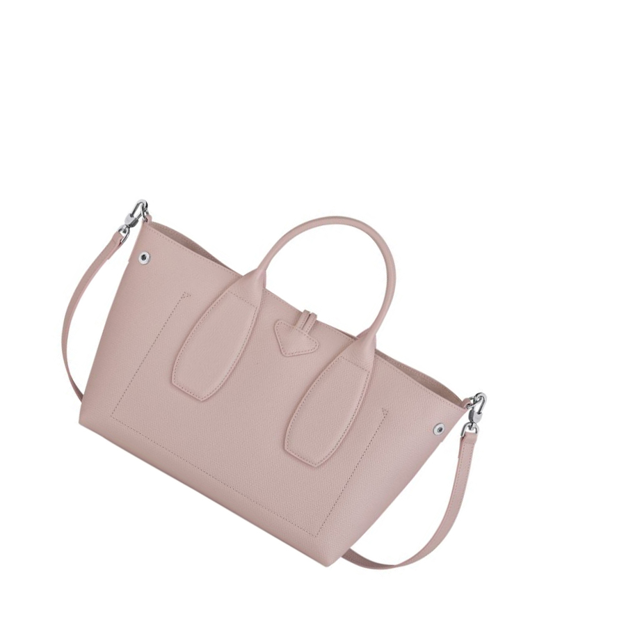 Bolsas De Mano Longchamp Roseau M Mujer Rosas Claro | ES-OJRA213