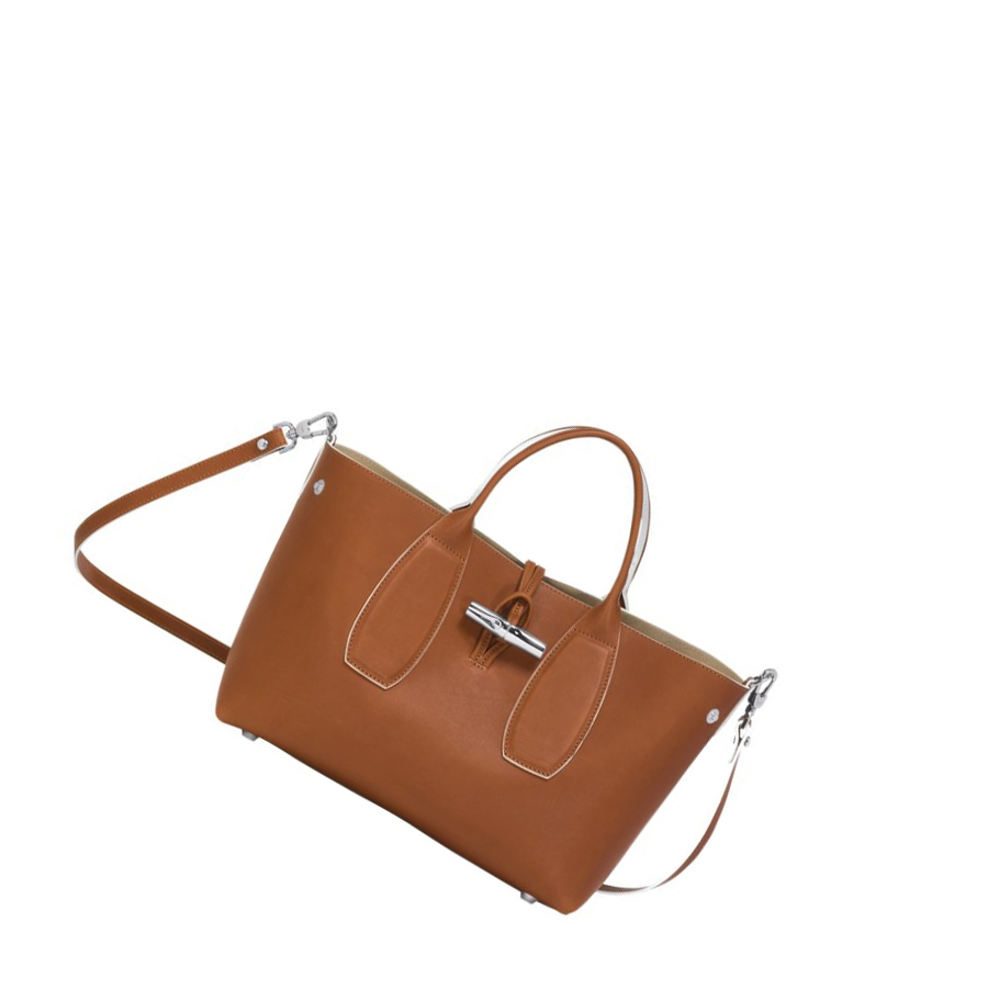 Bolsas De Mano Longchamp Roseau M Mujer Marrones | ES-PQYU103