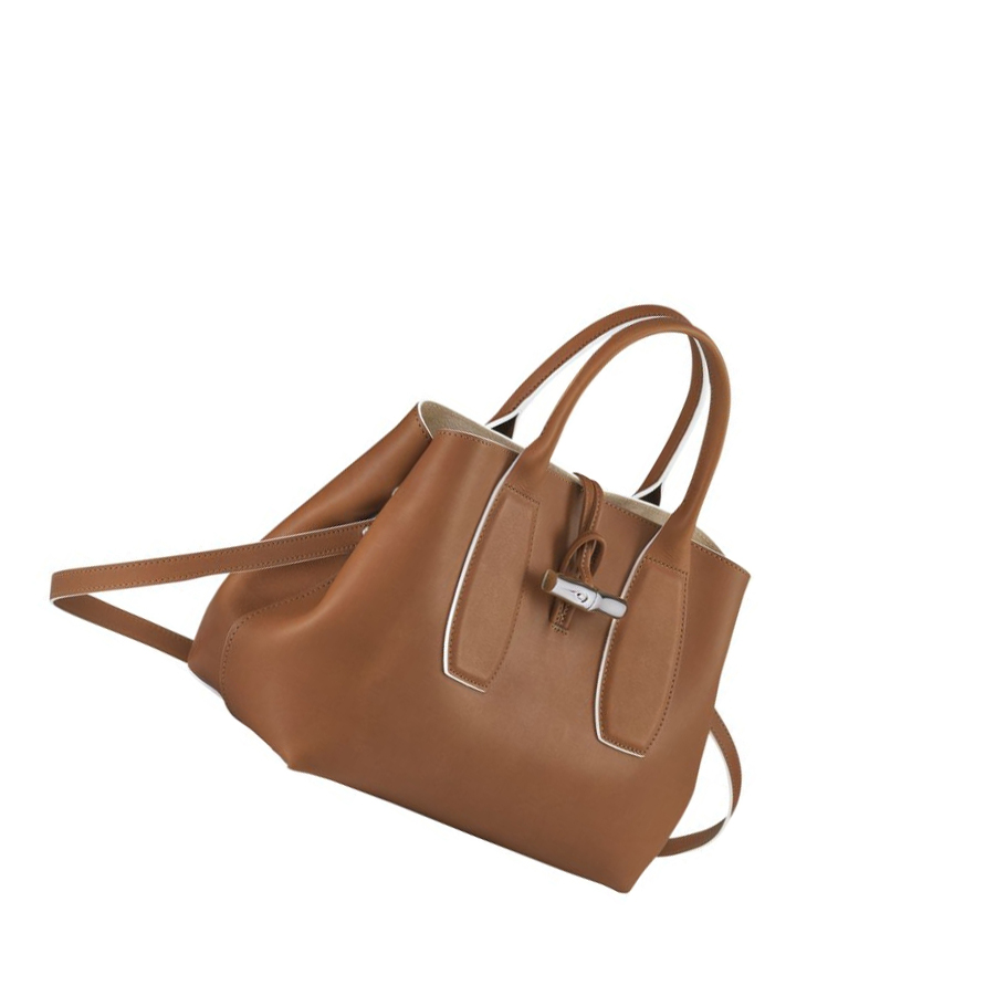 Bolsas De Mano Longchamp Roseau M Mujer Marrones | ES-PQYU103