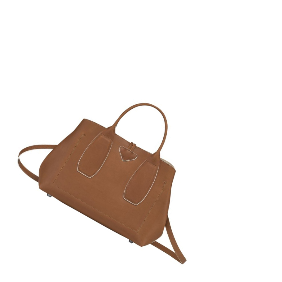 Bolsas De Mano Longchamp Roseau M Mujer Marrones | ES-PQYU103