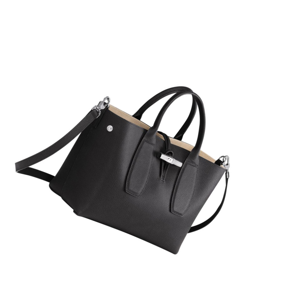 Bolsas De Mano Longchamp Roseau M Mujer Negras | ES-QBTO610