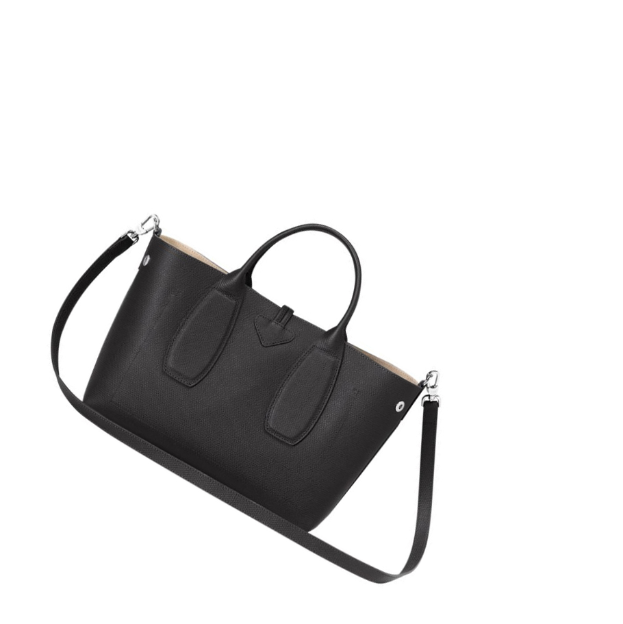 Bolsas De Mano Longchamp Roseau M Mujer Negras | ES-QBTO610