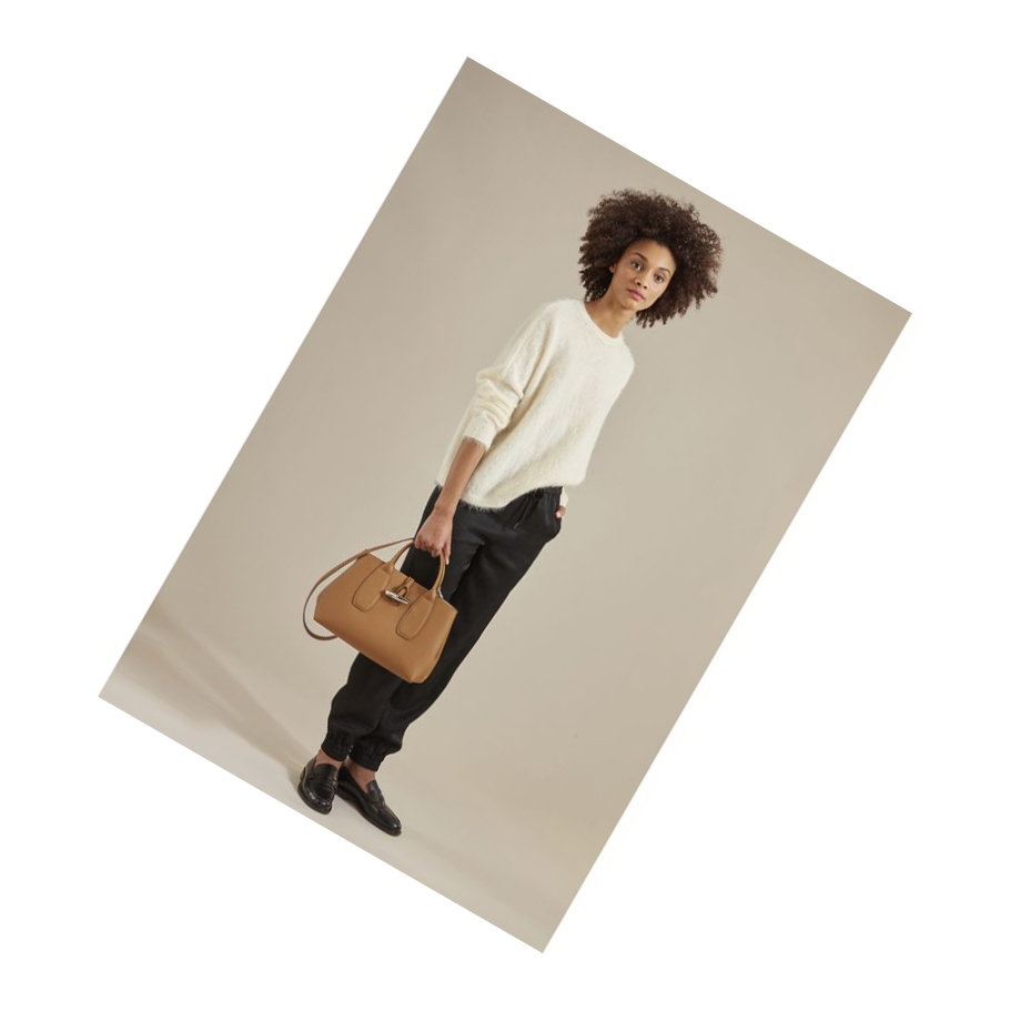 Bolsas De Mano Longchamp Roseau M Mujer Beige | ES-SZJH948
