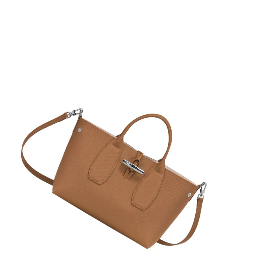 Bolsas De Mano Longchamp Roseau M Mujer Beige | ES-SZJH948
