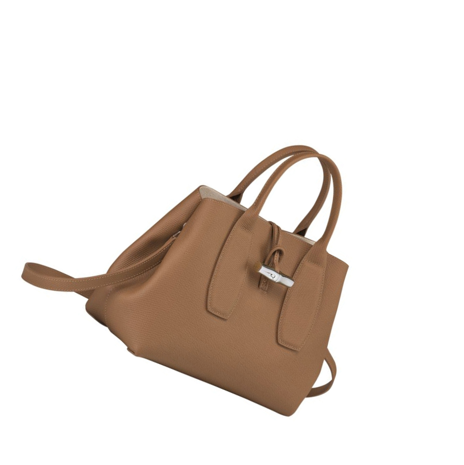 Bolsas De Mano Longchamp Roseau M Mujer Beige | ES-SZJH948