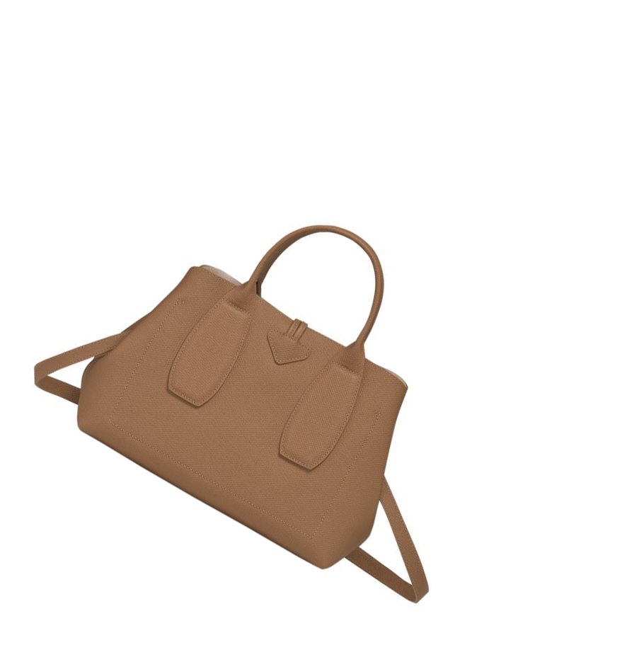 Bolsas De Mano Longchamp Roseau M Mujer Beige | ES-SZJH948