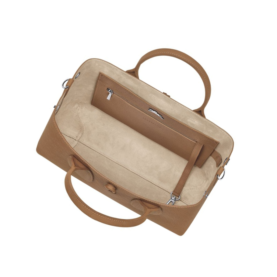 Bolsas De Mano Longchamp Roseau M Mujer Beige | ES-SZJH948
