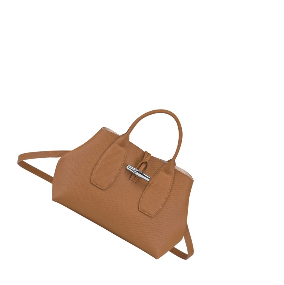 Bolsas De Mano Longchamp Roseau M Mujer Beige | ES-SZJH948