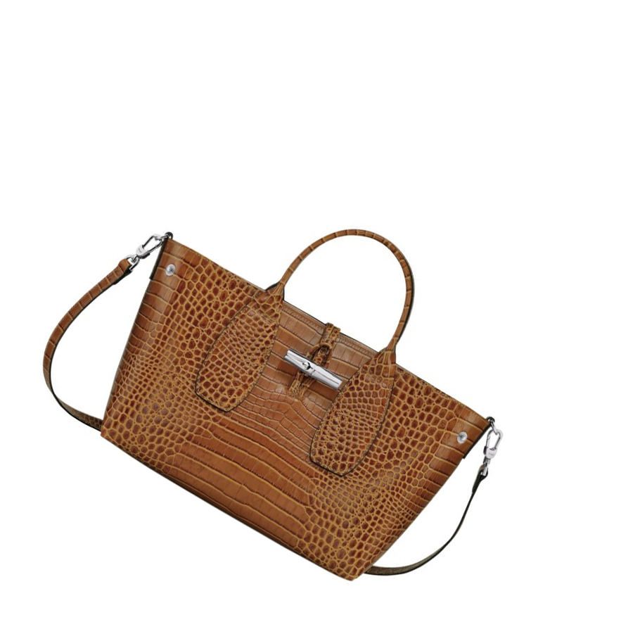 Bolsas De Mano Longchamp Roseau M Mujer Marrones | ES-VRPB950