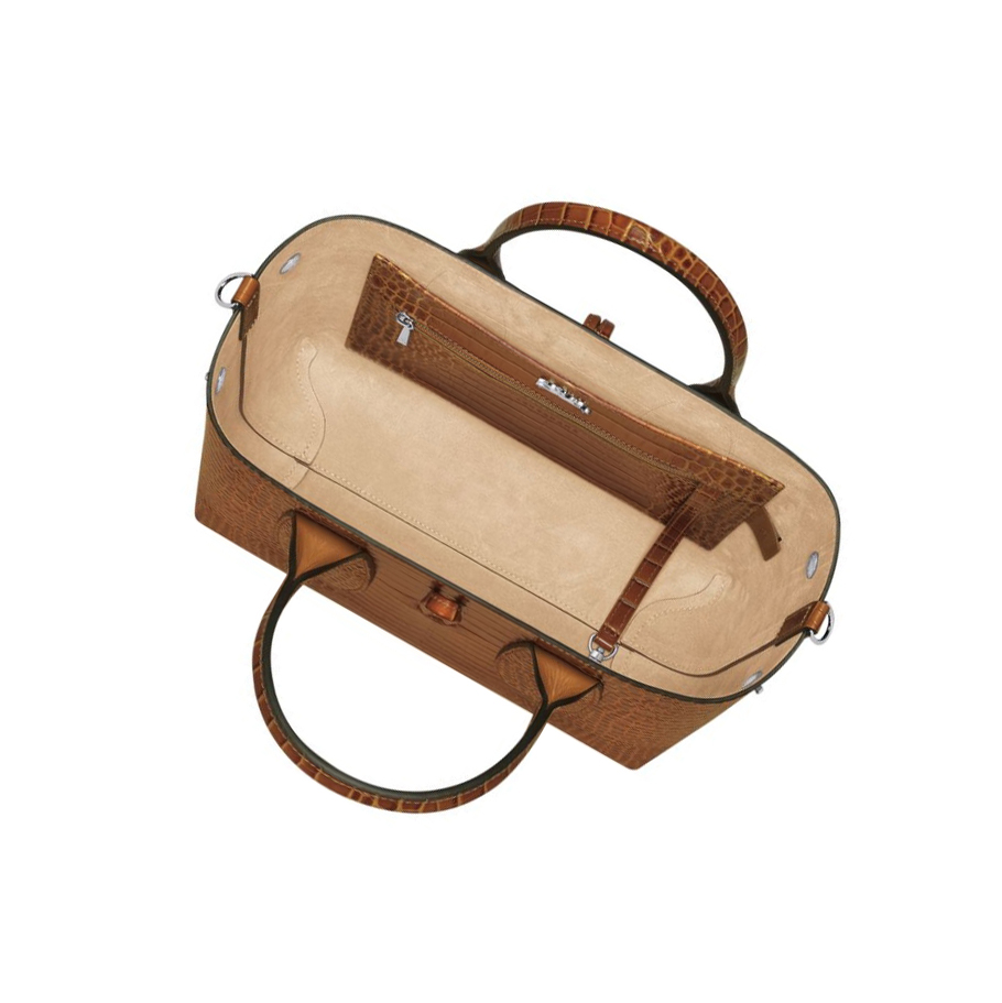 Bolsas De Mano Longchamp Roseau M Mujer Marrones | ES-VRPB950