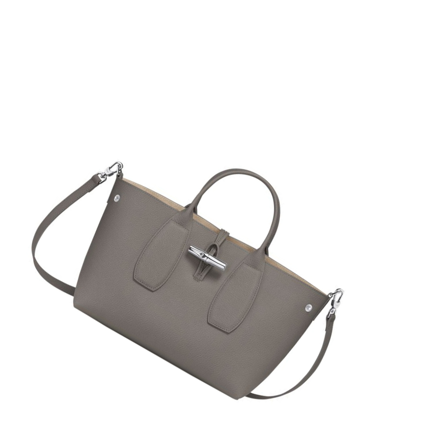 Bolsas De Mano Longchamp Roseau M Mujer Gris | ES-XPNT198