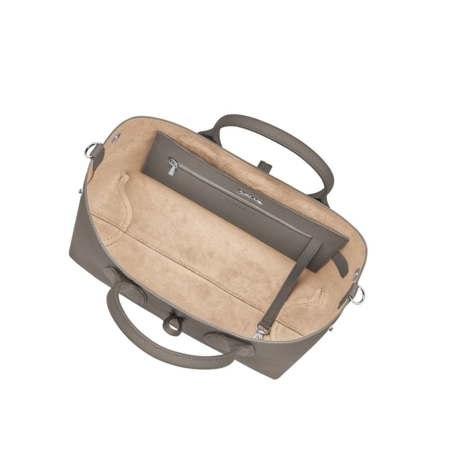 Bolsas De Mano Longchamp Roseau M Mujer Gris | ES-XPNT198