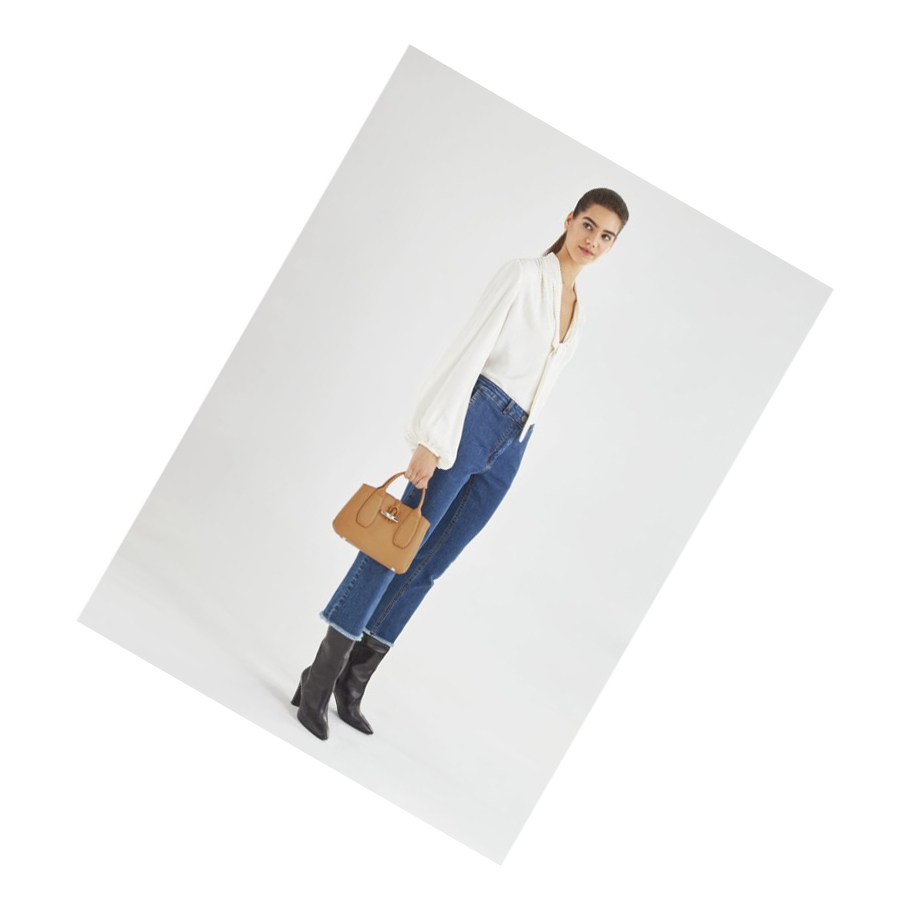 Bolsas De Mano Longchamp Roseau S Mujer Marrones | ES-LITS021