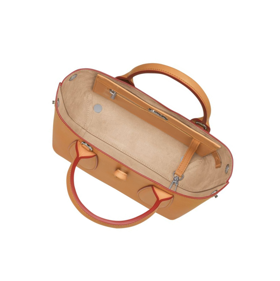 Bolsas De Mano Longchamp Roseau S Mujer Marrones | ES-LITS021