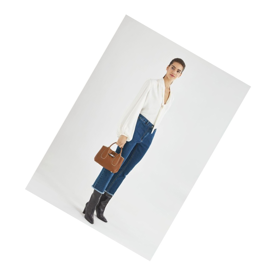Bolsas De Mano Longchamp Roseau S Mujer Marrones | ES-PMNZ143