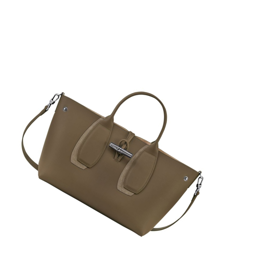 Bolsas De Mano Longchamp Roseau Shadow M Mujer Marrones | ES-WGSK013