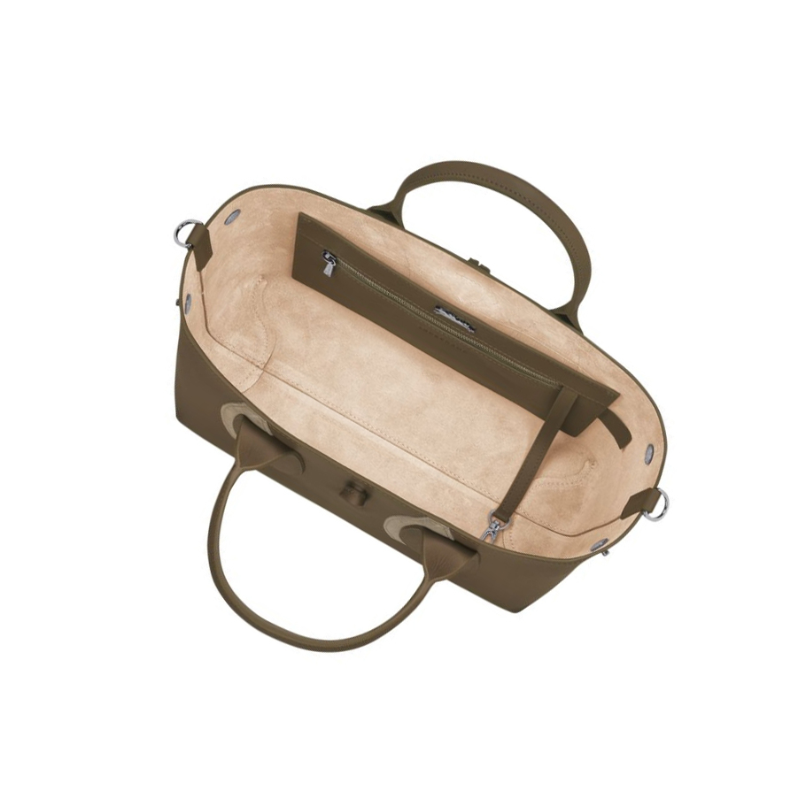 Bolsas De Mano Longchamp Roseau Shadow M Mujer Marrones | ES-WGSK013