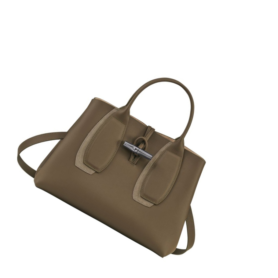 Bolsas De Mano Longchamp Roseau Shadow M Mujer Marrones | ES-WGSK013