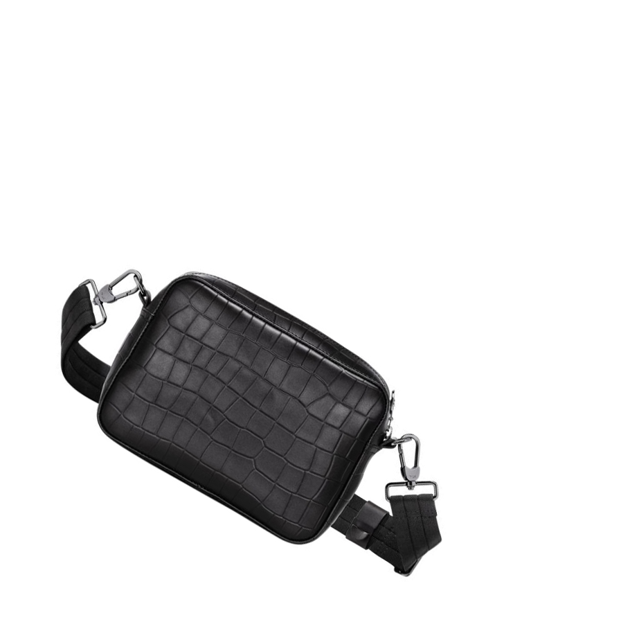 Bolsos Cruzados Longchamp Croco Block Hombre Negras | ES-EDRG612