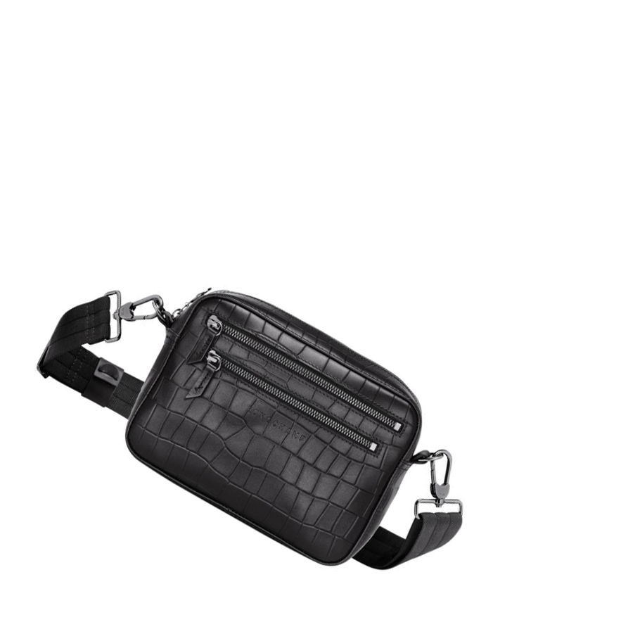 Bolsos Cruzados Longchamp Croco Block Hombre Negras | ES-EDRG612