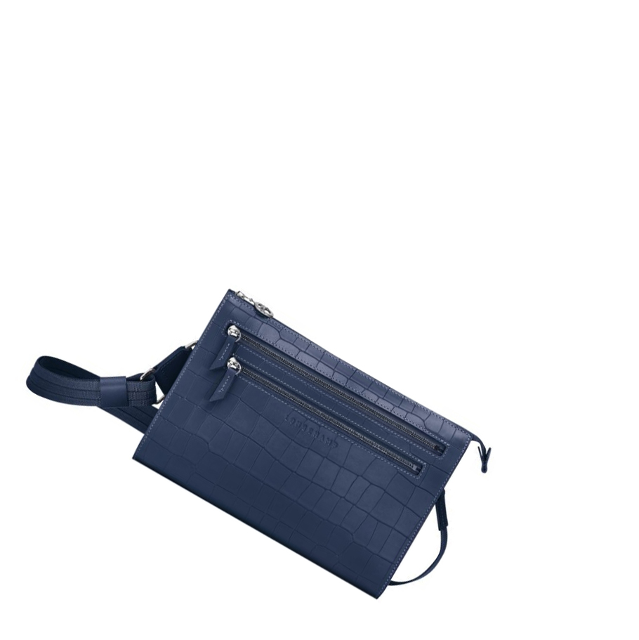 Bolsos Cruzados Longchamp Croco Block Mujer Azul Marino | ES-AGUN832