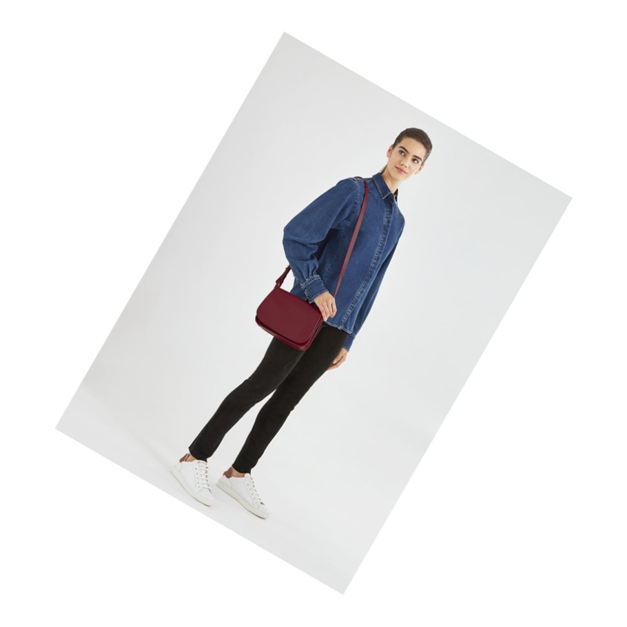 Bolsos Cruzados Longchamp Le Foulonné M Mujer Rojas | ES-XQMN654