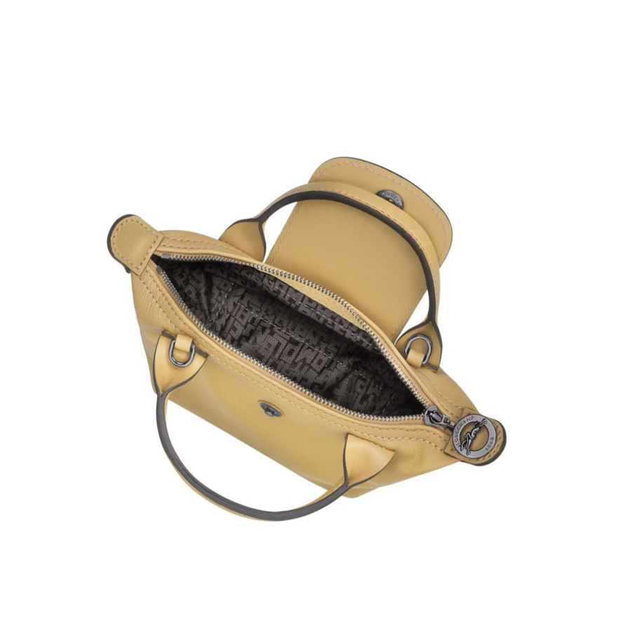 Bolsos Cruzados Longchamp Le Pliage Cuir Mujer Beige | ES-BOHK897