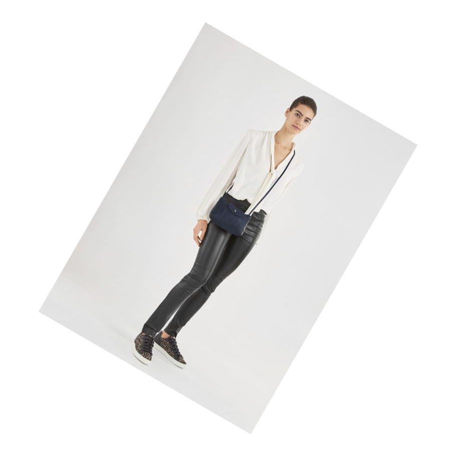Bolsos Cruzados Longchamp Le Pliage Cuir Mujer Azul Marino | ES-DVXS482