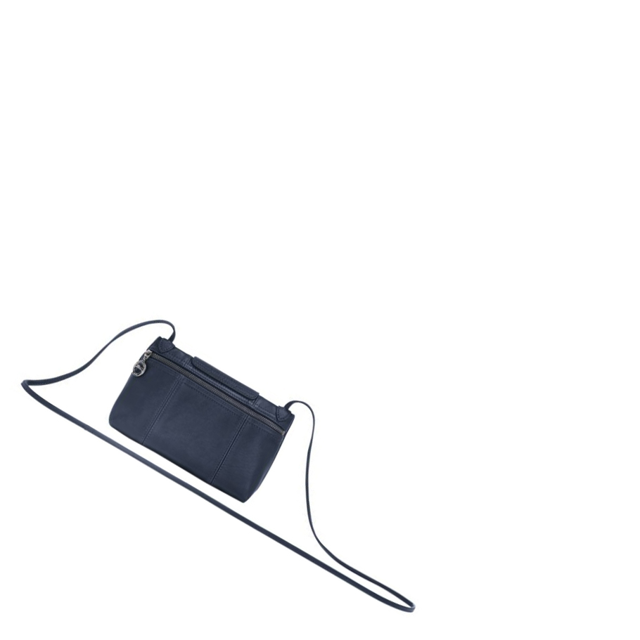 Bolsos Cruzados Longchamp Le Pliage Cuir Mujer Azul Marino | ES-DVXS482