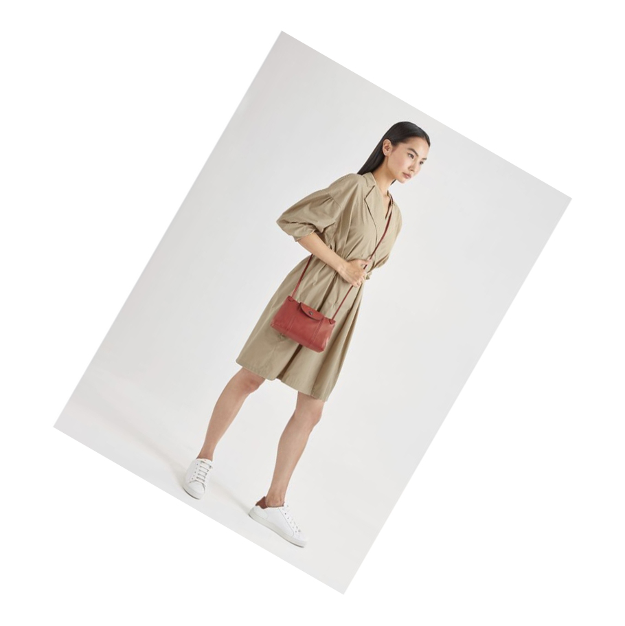 Bolsos Cruzados Longchamp Le Pliage Cuir Mujer Rojas | ES-MPCD740