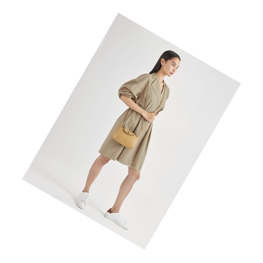 Bolsos Cruzados Longchamp Le Pliage Cuir Mujer Beige | ES-SLQW620